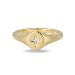 Rocksbox The North Star Lab-Grown Diamond Accent Signet Ring 24K Yellow Gold Vermeil Sterling Silver