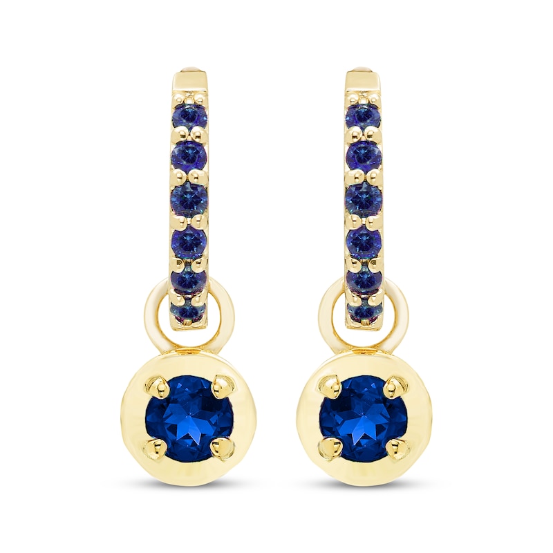 Main Image 2 of STUDIO BY KAY Blue Lab-Created Sapphire Hoop Drop Earrings 24K Yellow Gold Vermeil Sterling Silver