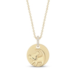 Disney Treasures The Lion King "Simba" Lab-Grown Diamond Disc Necklace 1/20 ct tw 24K Yellow Gold Vermeil Sterling Silver 19"