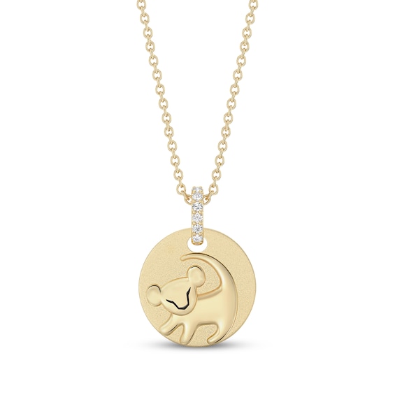 Disney Treasures The Lion King "Simba" Lab-Grown Diamond Disc Necklace 1/20 ct tw 24K Yellow Gold Vermeil Sterling Silver 19"