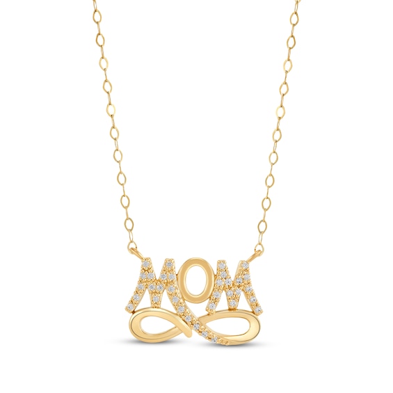 KAY Lab-Grown Diamonds "Mom" Infinity Necklace 1/10 ct tw 10K Yellow Gold 18"