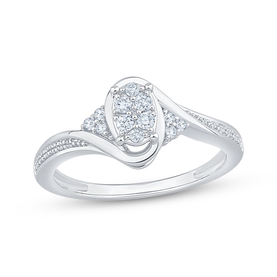 Diamond Bypass Promise Ring 1/6 ct tw Sterling Silver