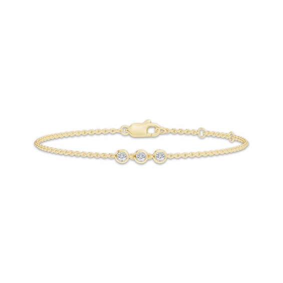 KAY Lab-Grown Diamonds Three-Stone Bracelet 1/3 ct tw 10K Yellow Gold 7"