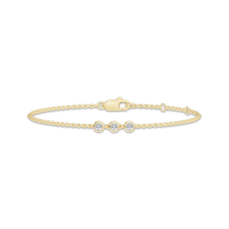 Main Image 1 of KAY Lab-Grown Diamonds Three-Stone Bracelet 1/3 ct tw 10K Yellow Gold 7"