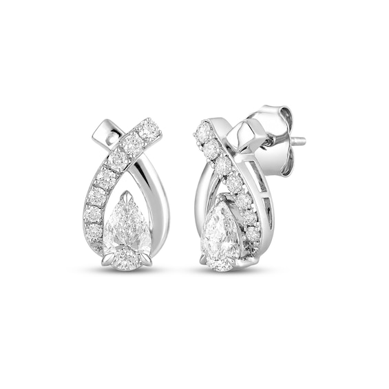 KAY Lab-Grown Diamonds Pear-Shaped Stud Earrings 1 ct tw 10K White Gold