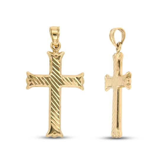 Kay Diagonal Diamond-cut Cross Charm 14K Yellow Gold