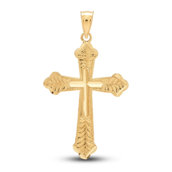 Fancy Diamond-cut Cross Charm 14K Yellow Gold