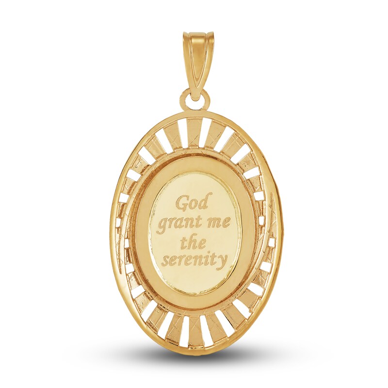 Prayer Oval Medallion Charm 14K Yellow Gold