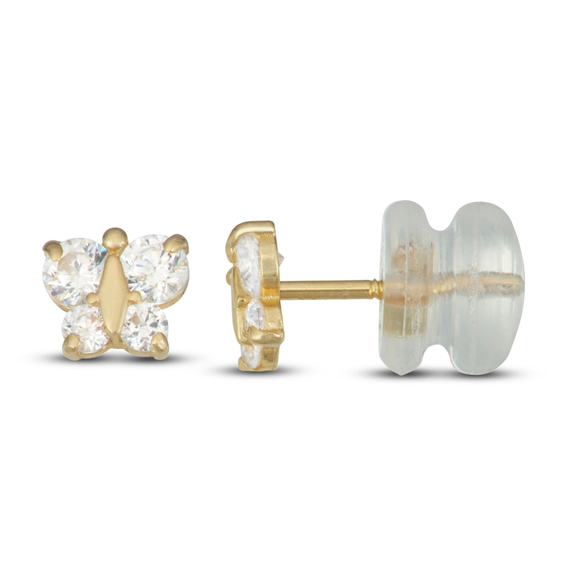 Main Image 1 of Children's Butterfly Cubic Zirconia Earrings 14K Yellow Gold