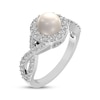 Thumbnail Image 2 of Cultured Pearl & White Lab-Created Sapphire Halo Ring Sterling Silver