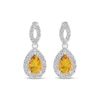 Thumbnail Image 2 of Pear-Shaped Citrine & White Lab-Created Sapphire Dangle Earrings Sterling Silver