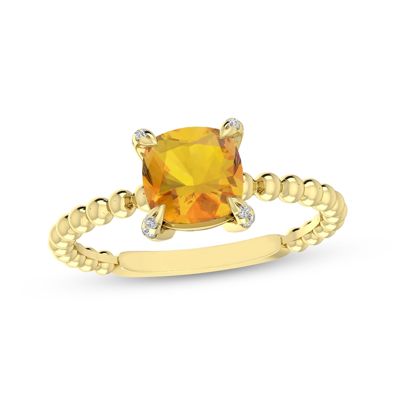 Main Image 1 of Cushion-Cut Citrine & Diamond Accent Ring 10K Yellow Gold