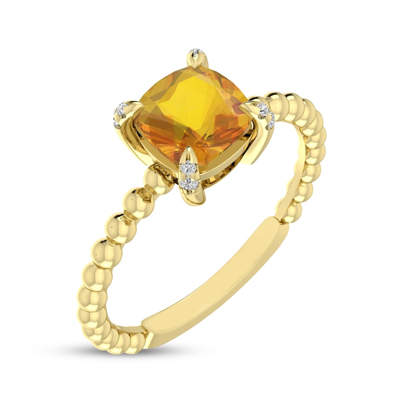Main Image 2 of Cushion-Cut Citrine & Diamond Accent Ring 10K Yellow Gold