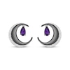 Thumbnail Image 2 of Disney Treasures Hocus Pocus Pear-Shaped Amethyst & Diamond Crescent Moon Drop Earrings 1/10 ct tw Sterling Silver