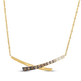Le Vian Kiss Collection Chocolate Ombré Diamond "X" Necklace 1/3 ct tw 14K Honey Gold 19"