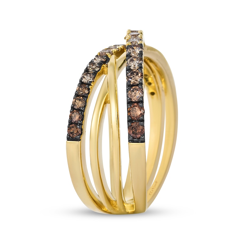Main Image 2 of Le Vian Kiss Collection Chocolate Ombré Diamond Crossover Ring 3/4 ct tw 14K Honey Gold