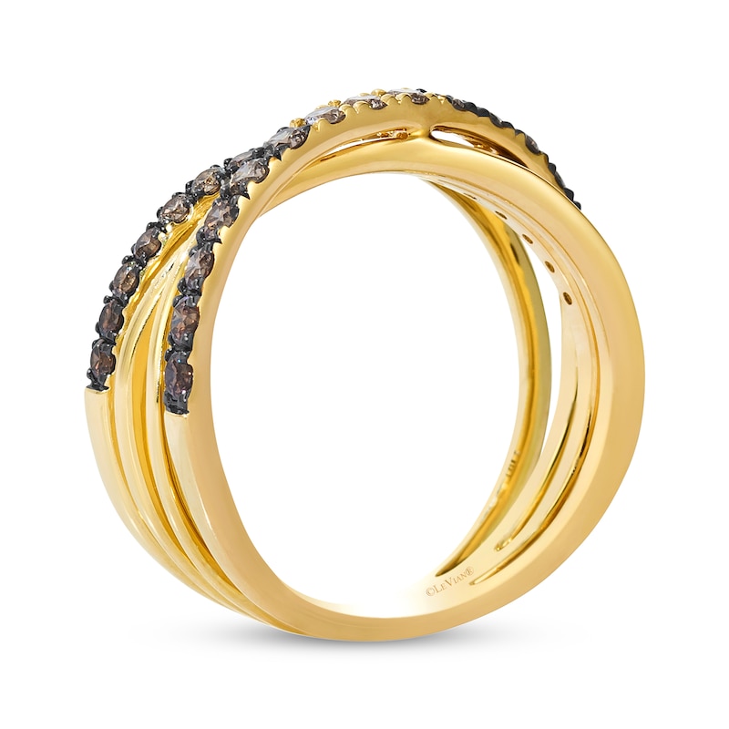 Main Image 3 of Le Vian Kiss Collection Chocolate Ombré Diamond Crossover Ring 3/4 ct tw 14K Honey Gold