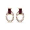 Thumbnail Image 2 of Baguette-Cut Natural Ruby & Diamond Doorknocker Earrings 1/8 ct tw 10K Yellow Gold