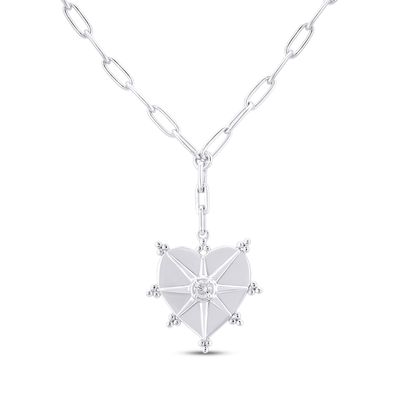 Main Image 1 of STUDIO BY KAY Diamond North Star Heart Necklace 1/6 ct tw Sterling Silver 18"