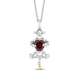 Disney Treasures Winnie the Pooh "Tigger" Heart-Shaped Garnet & Diamond Accent Necklace Sterling Silver & 10K Yellow Gold 19"