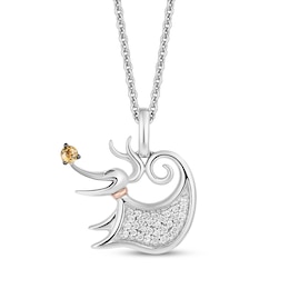 Disney Treasures The Nightmare Before Christmas "Zero" Citrine & Diamond Necklace 1/15 ct tw 10K Rose Gold & Sterling Silver 17"