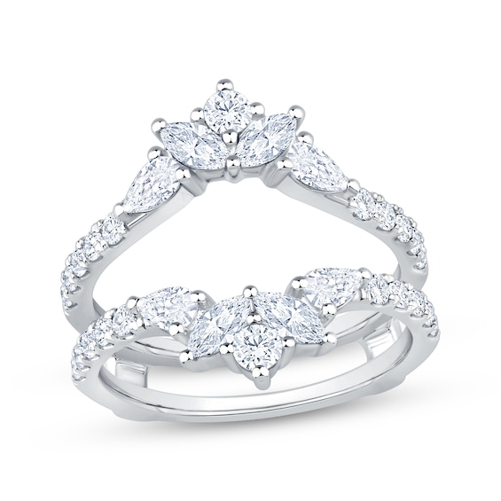 Now + Forever Lab-Grown Diamonds Pear, Marquise & Round-Cut Enhancer Ring 1-1/3 ct tw 14K White Gold