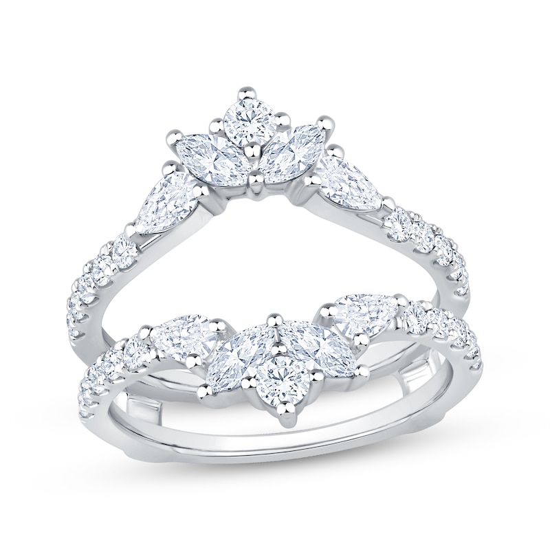Main Image 1 of Now + Forever Lab-Grown Diamonds Pear, Marquise & Round-Cut Enhancer Ring 1-1/3 ct tw 14K White Gold