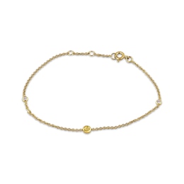 STUDIO BY KAY Citrine & White Lab-Created Sapphire Bezel-Set Bracelet 24K Yellow Gold Vermeil Sterling Silver 7.5"