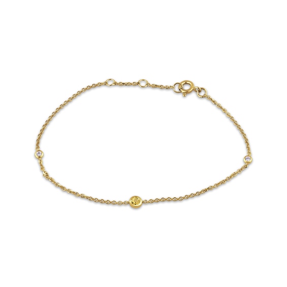 STUDIO BY KAY Citrine & White Lab-Created Sapphire Bezel-Set Bracelet 24K Yellow Gold Vermeil Sterling Silver 7.5"