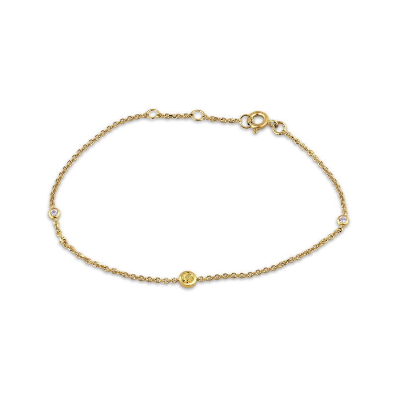 Main Image 1 of STUDIO BY KAY Citrine & White Lab-Created Sapphire Bezel-Set Bracelet 24K Yellow Gold Vermeil Sterling Silver 7.5"