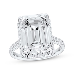 Now + Forever Lab-Grown Diamonds Emerald-Cut Halo Engagement Ring 8-5/8 ct tw 14K White Gold