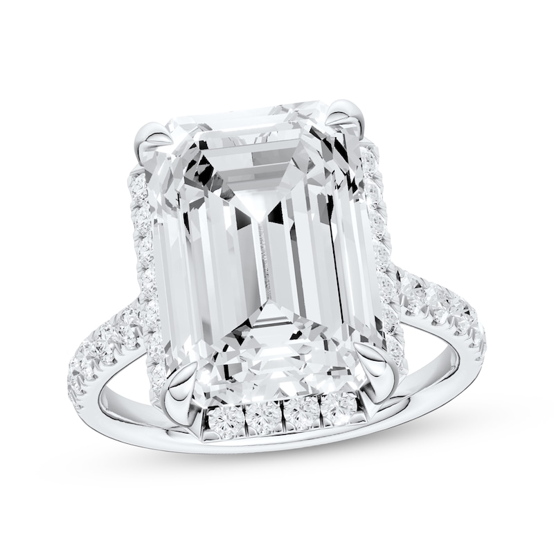 Main Image 1 of Now + Forever Lab-Grown Diamonds Emerald-Cut Halo Engagement Ring 8-5/8 ct tw 14K White Gold