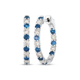 Le Vian Blue Sapphire Hoop Earrings 5/8 ct tw Diamonds 14K Vanilla Gold