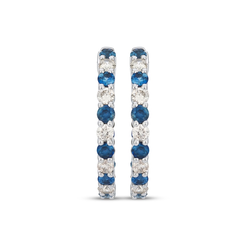 Main Image 2 of Le Vian Blue Sapphire Hoop Earrings 5/8 ct tw Diamonds 14K Vanilla Gold