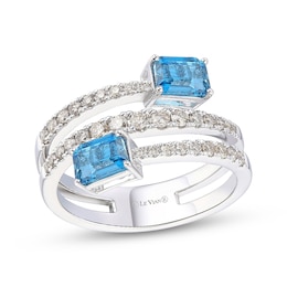 Le Vian Good Karma Emerald-Cut Blue Topaz Ring 1/2 ct tw Diamonds 14K Vanilla Gold
