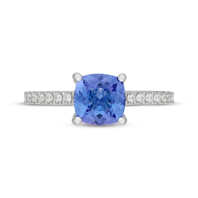 Main Image 3 of Neil Lane Cushion-Cut Tanzanite & Diamond Engagement Ring 3/8 ct tw 14K White Gold