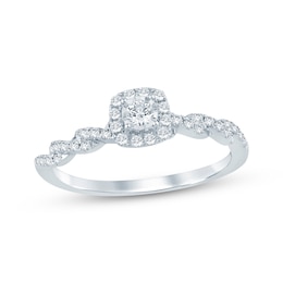 Now + Forever Round-Cut Diamond Halo Engagement Ring 1/4 ct tw 10K White Gold