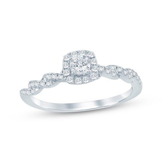 Now + Forever Round-Cut Diamond Halo Engagement Ring 1/4 ct tw 10K White Gold