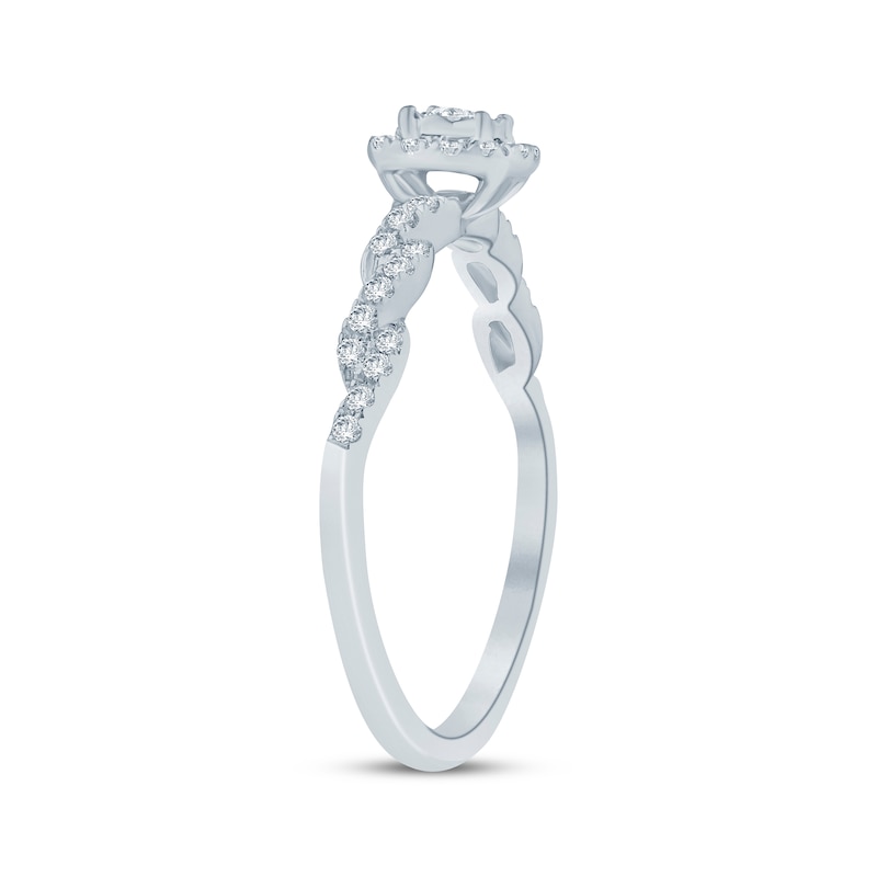 Main Image 2 of Now + Forever Round-Cut Diamond Halo Engagement Ring 1/4 ct tw 10K White Gold