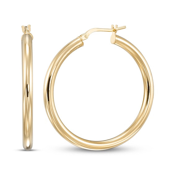 Hoop Earrings 24K Yellow Gold Vermeil Sterling Silver 30mm