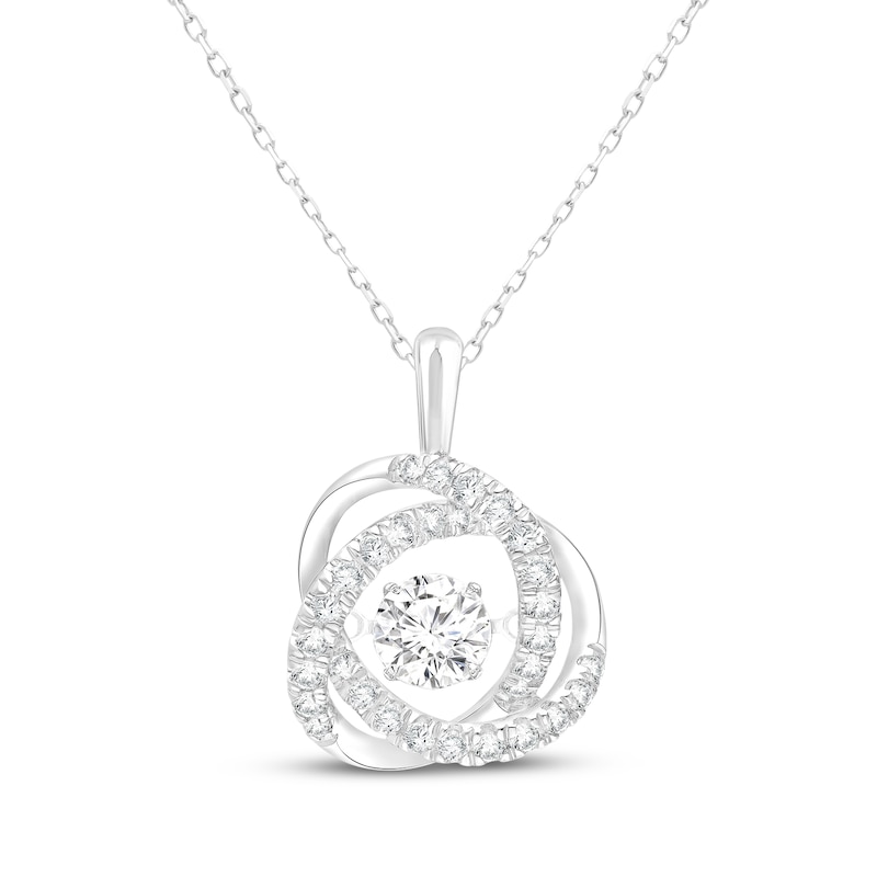 Main Image 1 of Unstoppable Love Lab-Grown Diamond Knot Necklace 2 ct tw 10K White Gold 18"