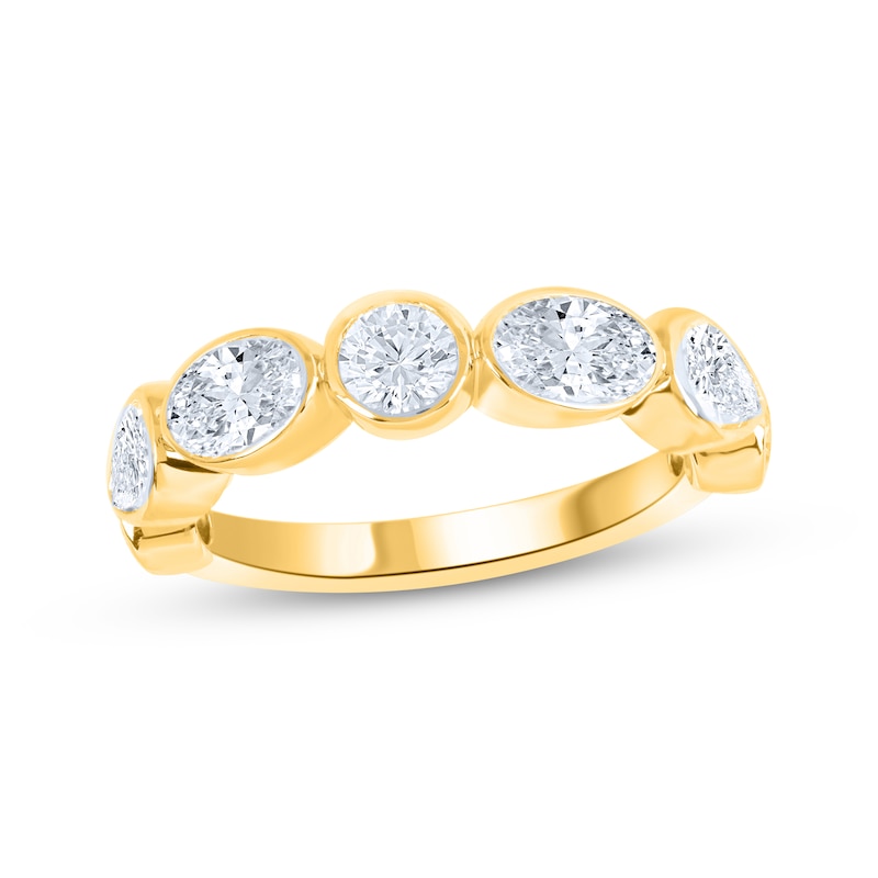 Main Image 1 of Now + Forever Lab-Grown Diamonds Oval & Round-Cut Anniversary Ring 1 ct tw 14K Yellow Gold