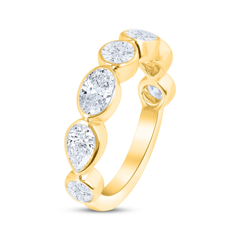 Main Image 2 of Now + Forever Lab-Grown Diamonds Oval & Round-Cut Anniversary Ring 1 ct tw 14K Yellow Gold