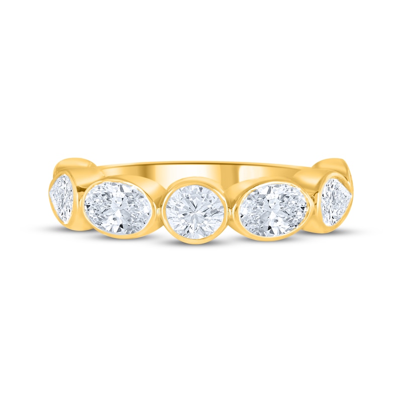 Main Image 3 of Now + Forever Lab-Grown Diamonds Oval & Round-Cut Anniversary Ring 1 ct tw 14K Yellow Gold