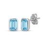 Thumbnail Image 1 of Emerald-Cut Swiss Blue Topaz Bezel-Set Solitaire Stud Earrings Sterling Silver