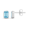 Thumbnail Image 3 of Emerald-Cut Swiss Blue Topaz Bezel-Set Solitaire Stud Earrings Sterling Silver