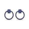 Thumbnail Image 2 of Blue Lab-Created Sapphire Circle & Flower Stud Earrings Sterling Silver