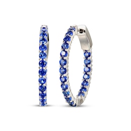 Blue Lab-Created Sapphire Inside-Out Hoop Earrings Sterling Silver