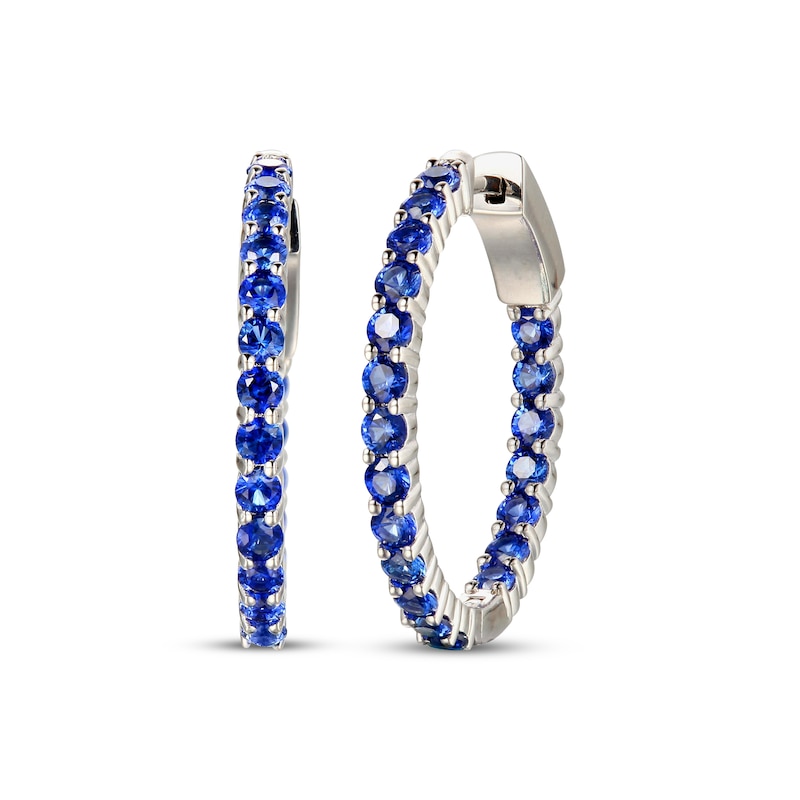 Main Image 1 of Blue Lab-Created Sapphire Inside-Out Hoop Earrings Sterling Silver