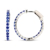 Thumbnail Image 3 of Blue Lab-Created Sapphire Inside-Out Hoop Earrings Sterling Silver